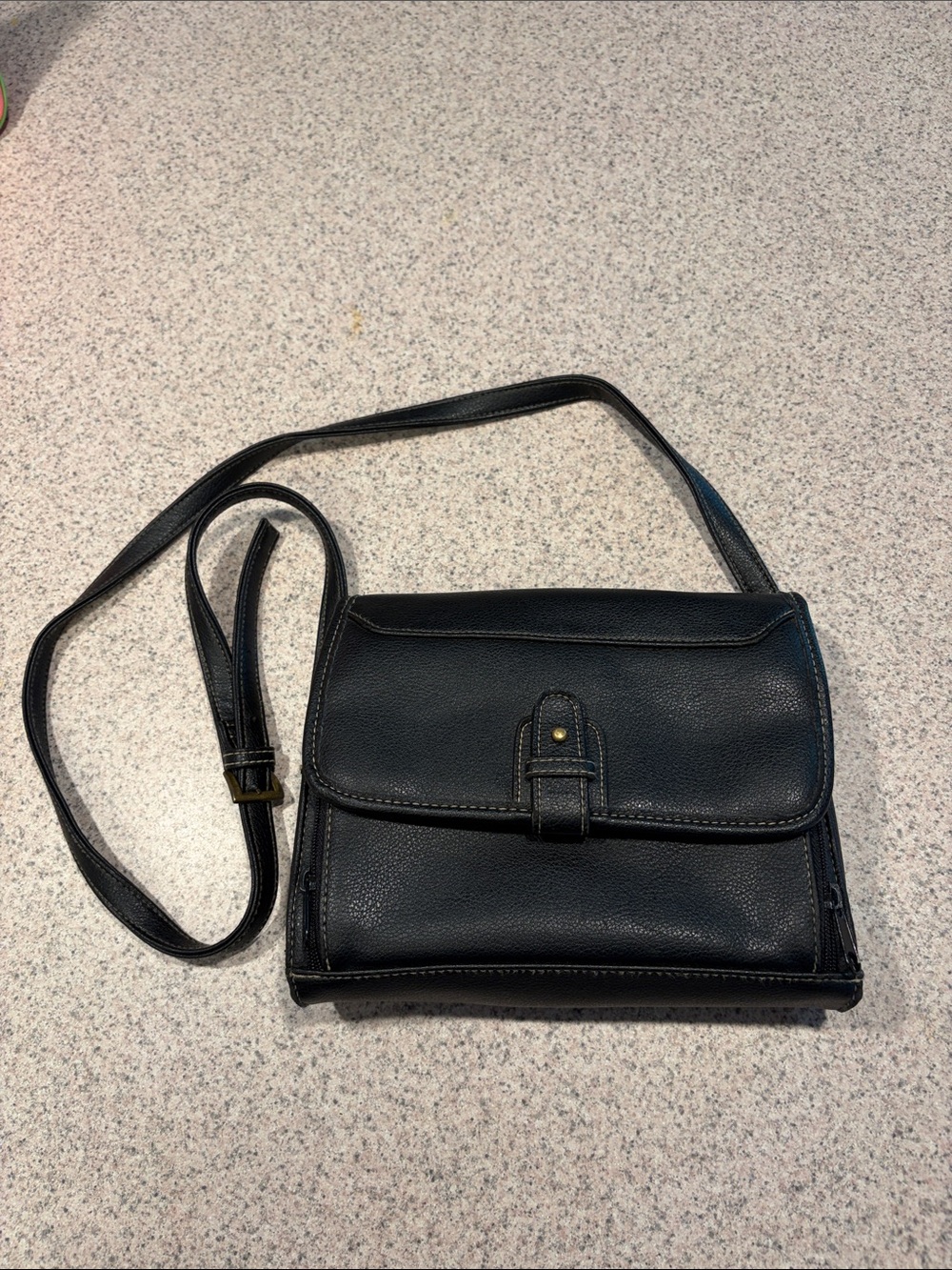 Classic Black Leather Crossbody Bag